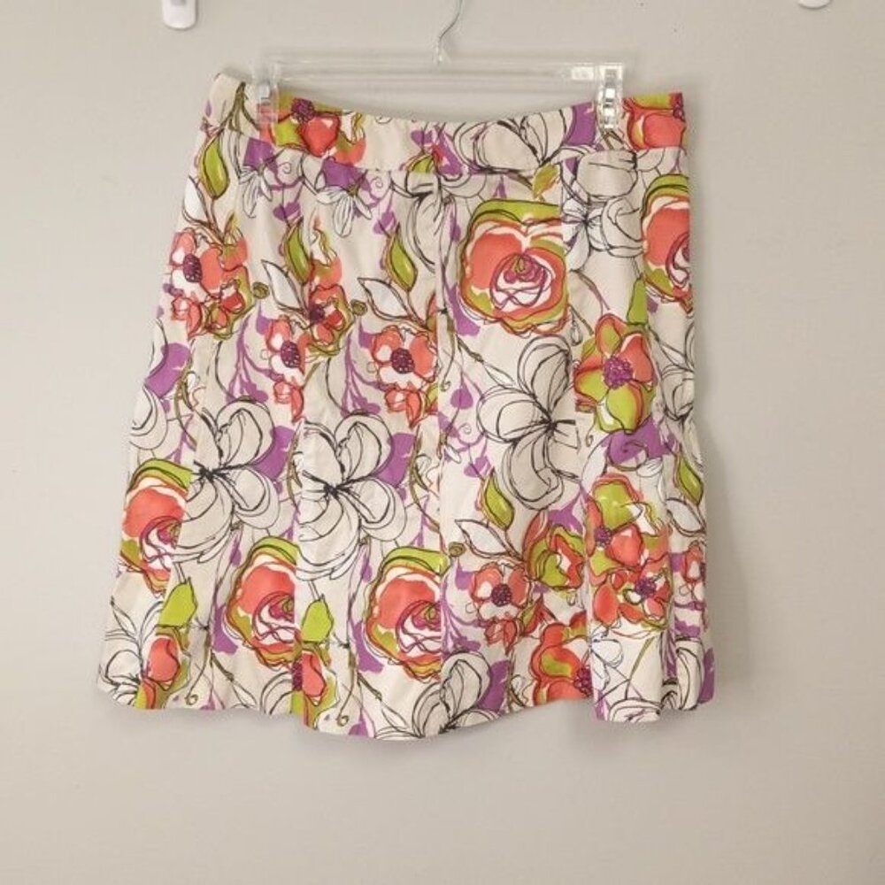Lane Bryant Women's Cream/Orange/Purple /A-line Skirt Sz. 16